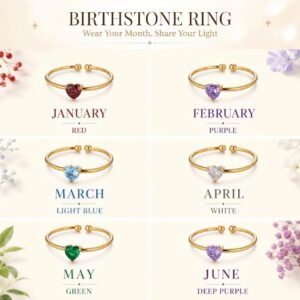 Heart Zircon Birthstone Open Ring mySite