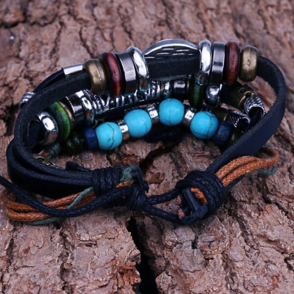Tibetan Evil Eye Turquoise Leather Protection Bracelet mySite