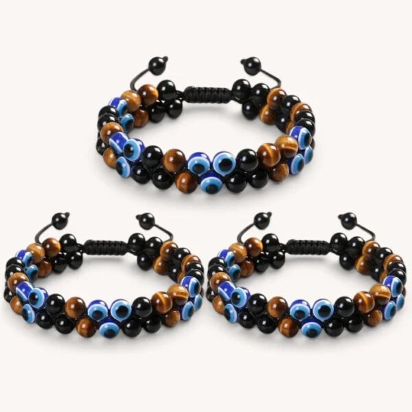 Double Layer Tiger’s Eye Evil Eye Protection Bracelet mySite