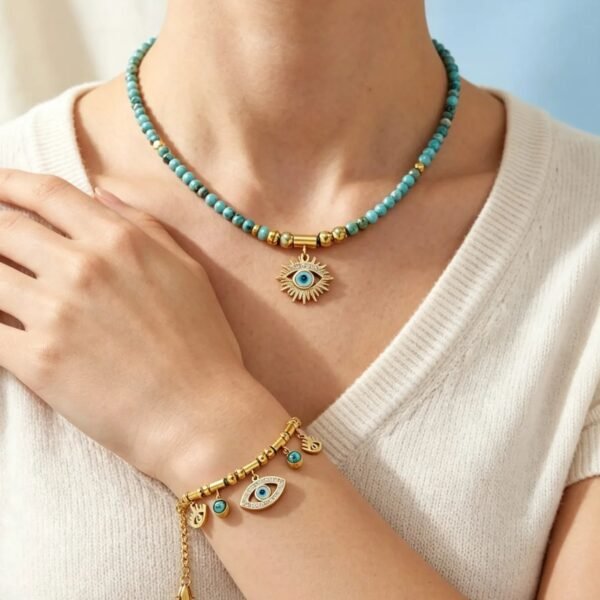 Evil Eye Turquoise Pendant Protection Bracelet mySite
