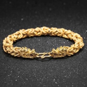 1_a66ed3ad-7436-4c6e-a8f4-e1fc65afc63c Double-Headed Golden Dragon Luck Bracelet - Buddha & Karma