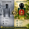 Two perfume bottles side by side: clear-dark regular bottle and green yuzu leaf bottle