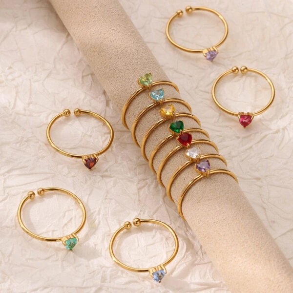 Heart Zircon Birthstone Open Ring mySite
