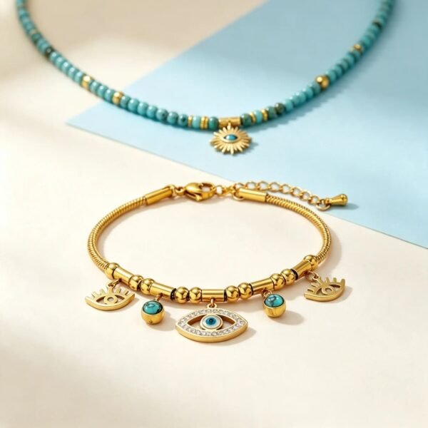 Evil Eye Turquoise Pendant Protection Bracelet mySite