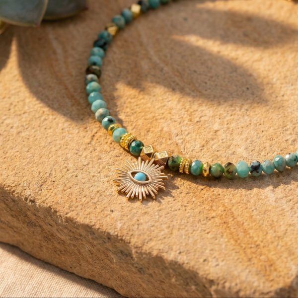 Turquoise Evil Eye Sun Charm Protection Necklace mySite