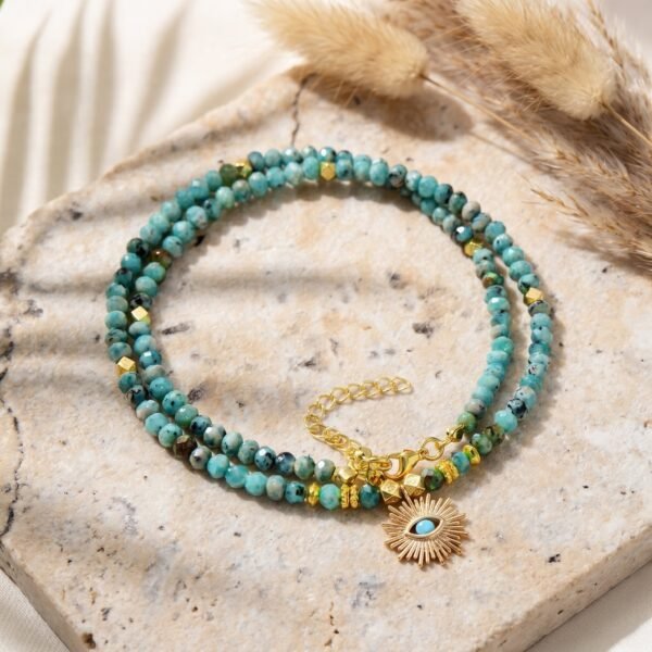 Turquoise Evil Eye Sun Charm Protection Necklace mySite