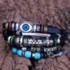 Tibetan Evil Eye Turquoise Leather Protection Bracelet mySite