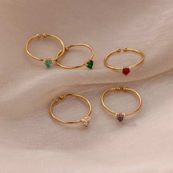 Heart Zircon Birthstone Open Ring mySite
