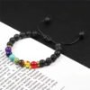 Lava stone chakra bead bracelet with multicolor stones on thin cord