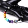 7 Chakra Black Agate Evil Eye Palm Balance Bracelet mySite