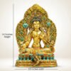 Full Gilded Green Tara Statue | Copper Buddhist Deity with Gem Inlay