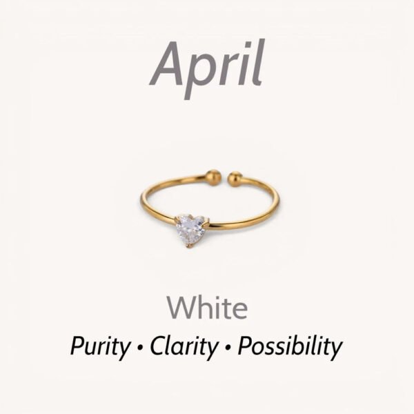 Heart Zircon Birthstone Open Ring mySite