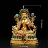 Full Gilded Green Tara Statue | Copper Buddhist Deity with Gem Inlay