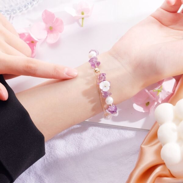 Amethyst Gravel Pearl Balance Bracelet mySite