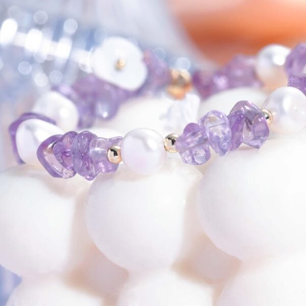 Amethyst Gravel Pearl Balance Bracelet mySite