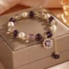 Amethyst Pearl Sunflower Pendant Balance Bracelet mySite