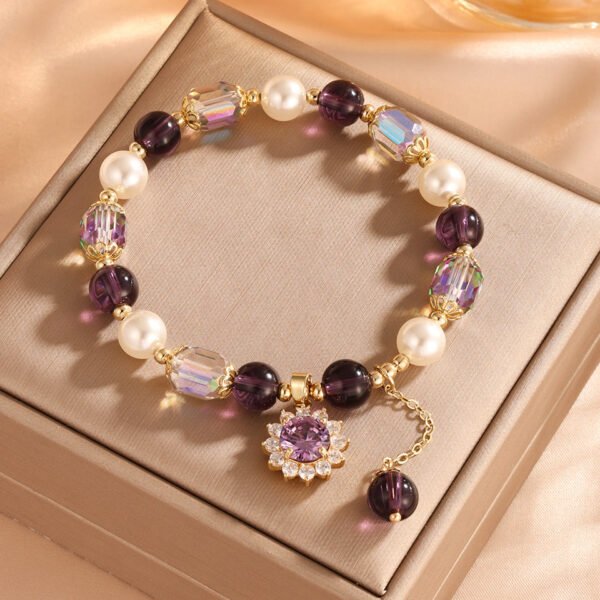 Amethyst Pearl Sunflower Pendant Balance Bracelet mySite