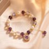 Amethyst Pearl Sunflower Pendant Balance Bracelet mySite