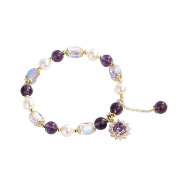 Amethyst Pearl Sunflower Pendant Balance Bracelet mySite