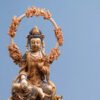 EverestArtStudios Natural Reclaimed Mammoth Ivory Water Moon Guanyin Avalokiteshvara Statue, Hand Carved Bodhisattva Sculpture, Buddhist Altar Decor, Collectible Art