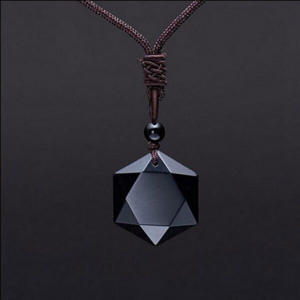 Black Obsidian Talisman - Necklace for Protection - Buddha & Karma
