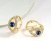 Blue Zircon Evil Eye Copper Earrings