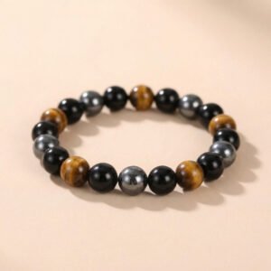 Buddha_Karma_Triple_Protection_Bracelet_-_Hero Buddha & Karma Triple Protection Bracelet - Tiger’s Eye, Obsidian, Hematite