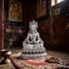 Multiple Statues Guru Rinpoche Tibetan Buddhist Buddha, Silver Plated White Copper Guru Rinpoche Figurine, Altar Shrine Meditation Decor