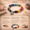 Seven-color stone beaded bracelet with silver heart charm and stacked spacer beads.