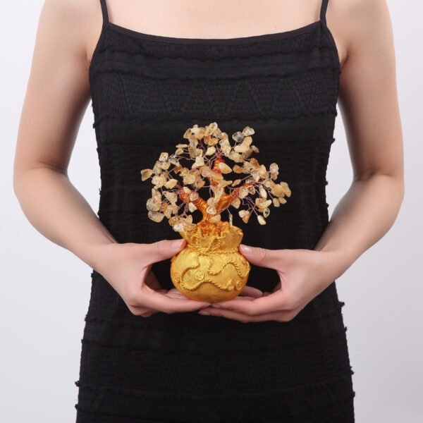 Citrine Money Tree for Prosperity - Feng Shui Gemstone Ornament - Buddha & Karma