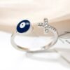 Copper Evil Eye Ring with Zircon-Studded Cross