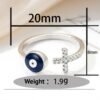 Copper Evil Eye Ring with Zircon-Studded Cross