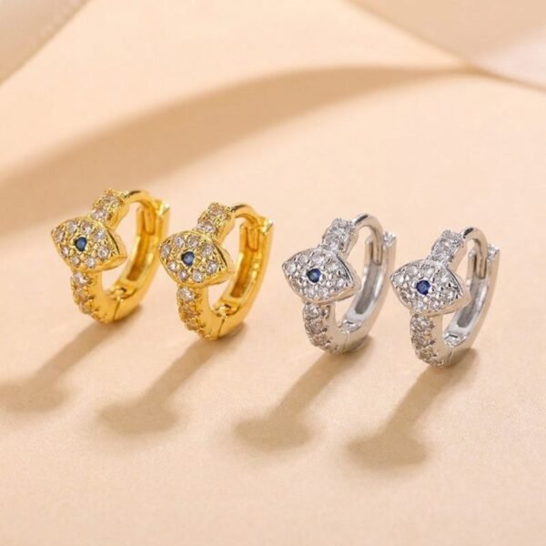 JADE & QI Copper Huggies-Style Evil Eye Earrings – Gold & Silver