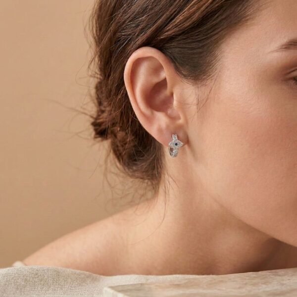 JADE & QI Copper Huggies-Style Evil Eye Earrings – Gold & Silver