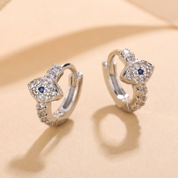 JADE & QI Copper Huggies-Style Evil Eye Earrings – Gold & Silver