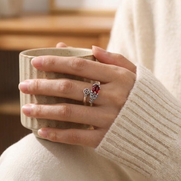 Copper Pixiu Wealth Ring with Chinese Coin Lucky Charm