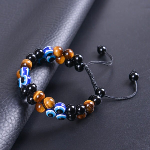 Double Layer Tiger’s Eye Evil Eye Protection Bracelet mySite