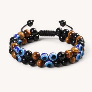 Double Layer Tiger’s Eye Evil Eye Protection Bracelet mySite
