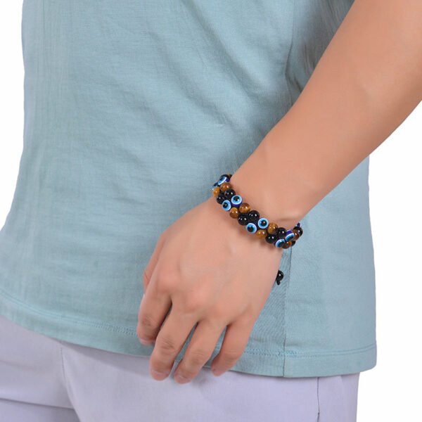 Double Layer Tiger’s Eye Evil Eye Protection Bracelet mySite