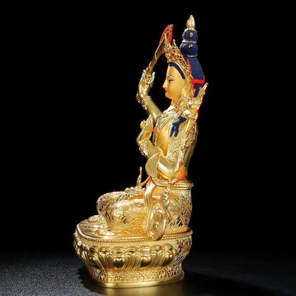 Manjushri & Samantabhadra Brass Statue – Full Gilded Tibetan Buddhist Deities, 16 cm / 21 cm / 33 cm (6.3” / 8.3” / 13”) Height