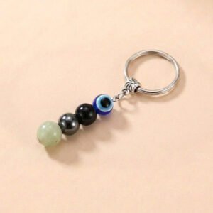 EvilEyeCrystalKeychain1 Buddha & Karma Evil Eye Crystal Keychain - Black Tourmaline, Hematite, Labradorite