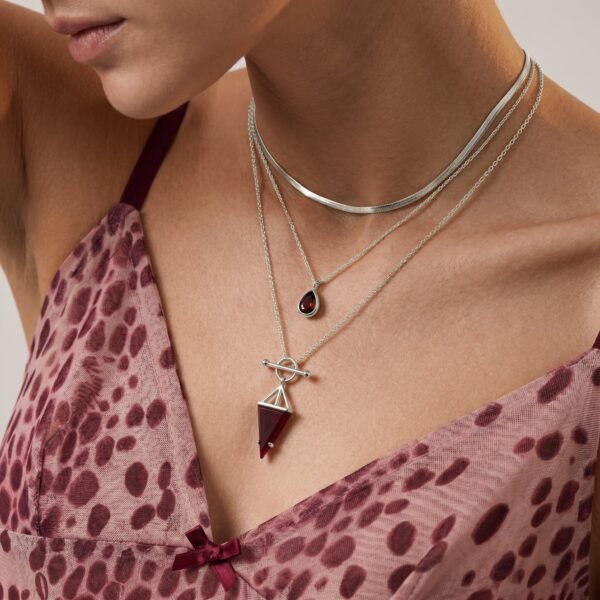 Pink Quartz Hidden Heart Necklace & Herringbone Chain mySite