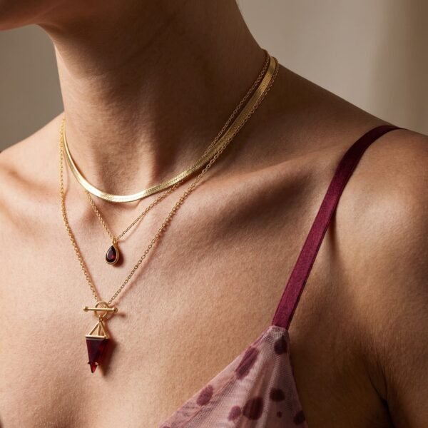Pink Quartz Hidden Heart Necklace & Herringbone Chain mySite