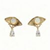 Gold-Plated Copper Evil Eye Earrings with Water Drop Tears