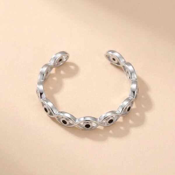 Gold-Plated Copper Evil Eye Ring with Black Eyes Zircon