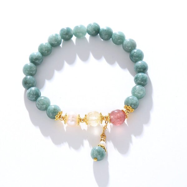 Green Jade Strawberry Quartz Pearl Beaded Bracelet mySite