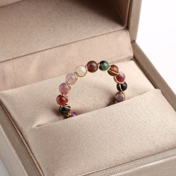 Tourmaline Ring - Natural Healing Crystal Bead Rings