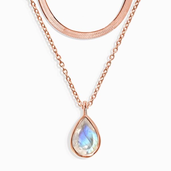 Moonstone Hidden Heart Necklace & Herringbone Chain mySite