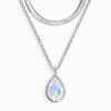Moonstone Hidden Heart Necklace & Herringbone Chain mySite