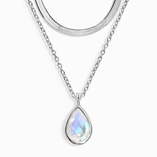 Moonstone Hidden Heart Necklace & Herringbone Chain mySite